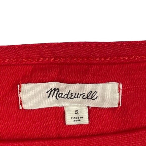Madewell Embroidered Butterfly Eyelet Setlist Boxy Crop Tee Red - Picture 3 of 10